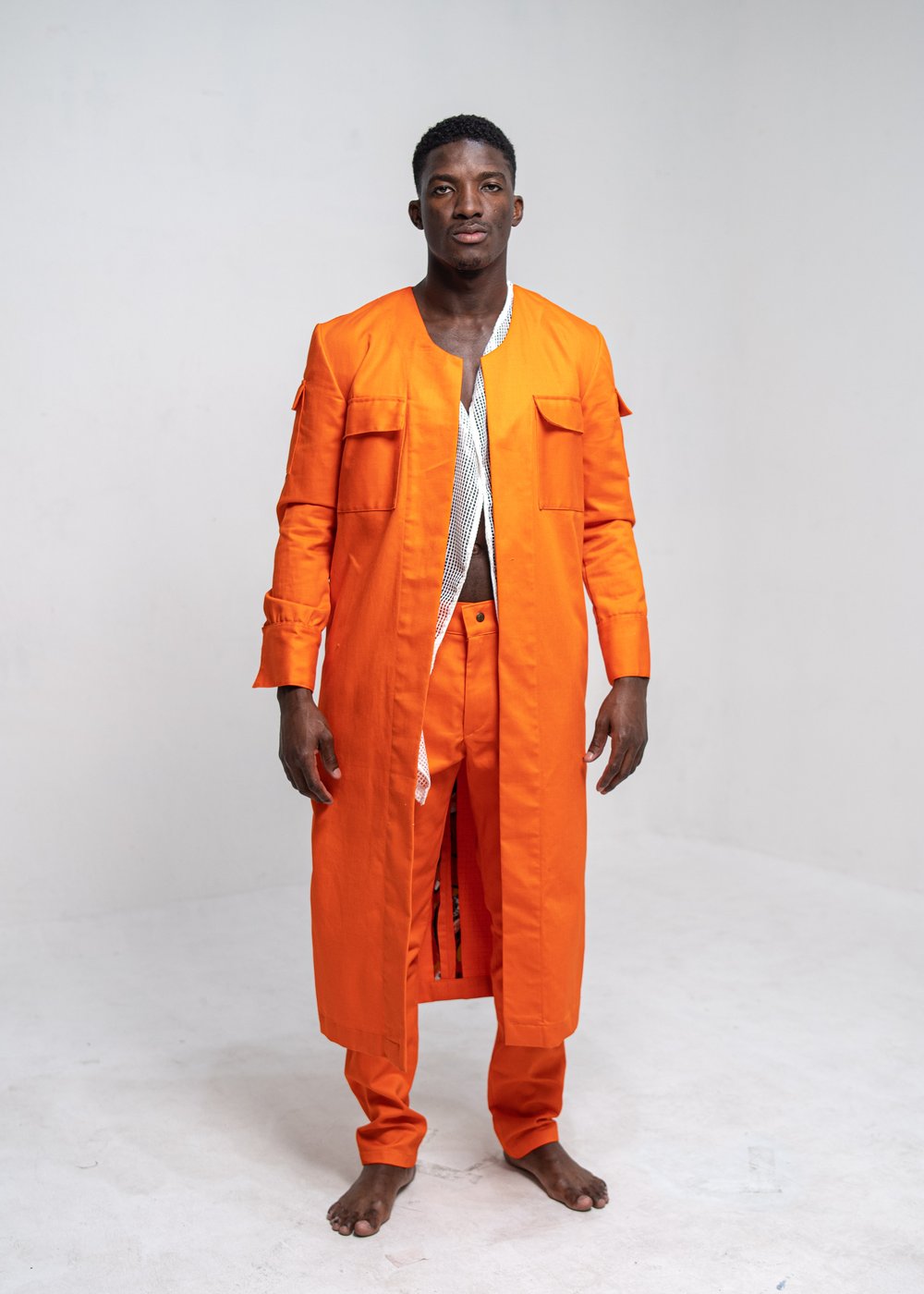 Fire Orange Longline Combat Jacket