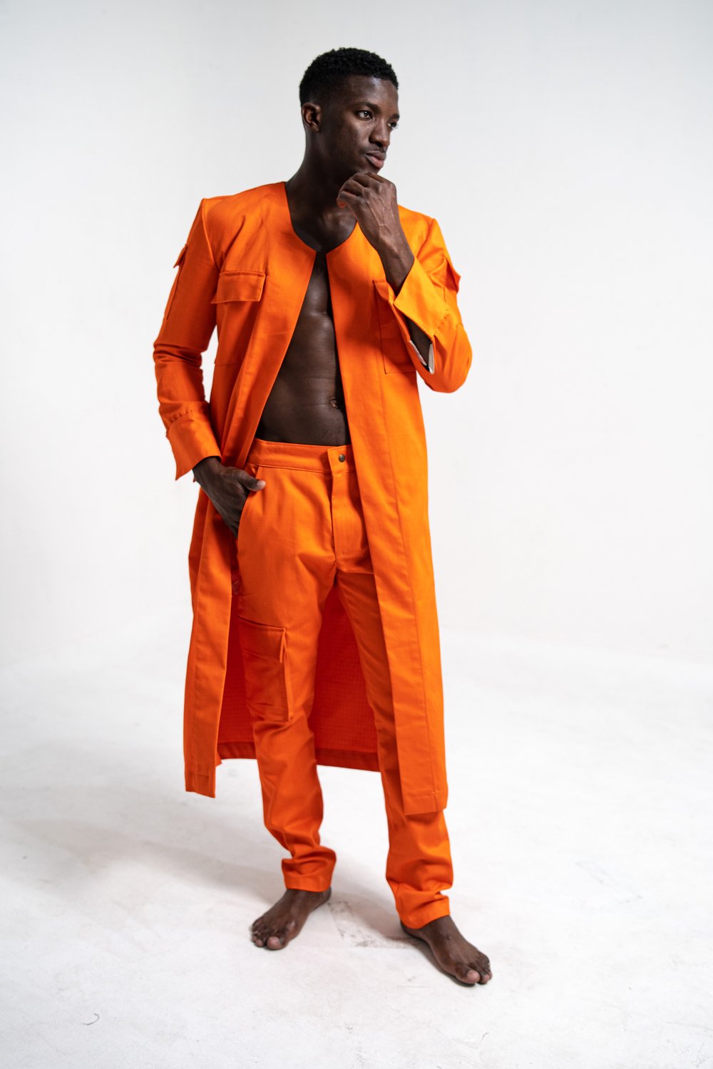 Fire Orange Longline Combat Jacket